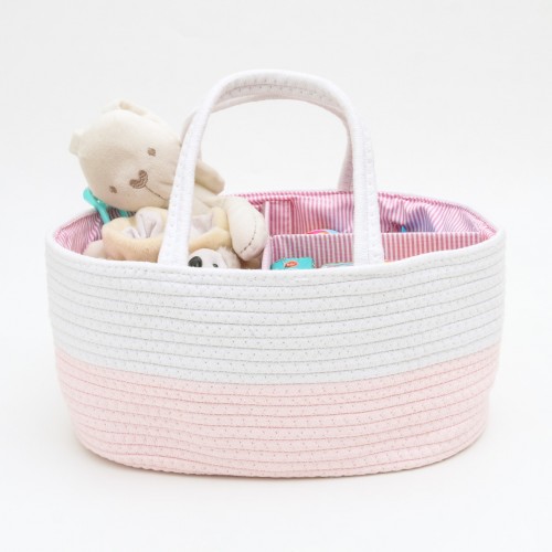 Kinderkeen Rope Caddy Bag Tas Travelling Bayi Serbaguna - White Pink